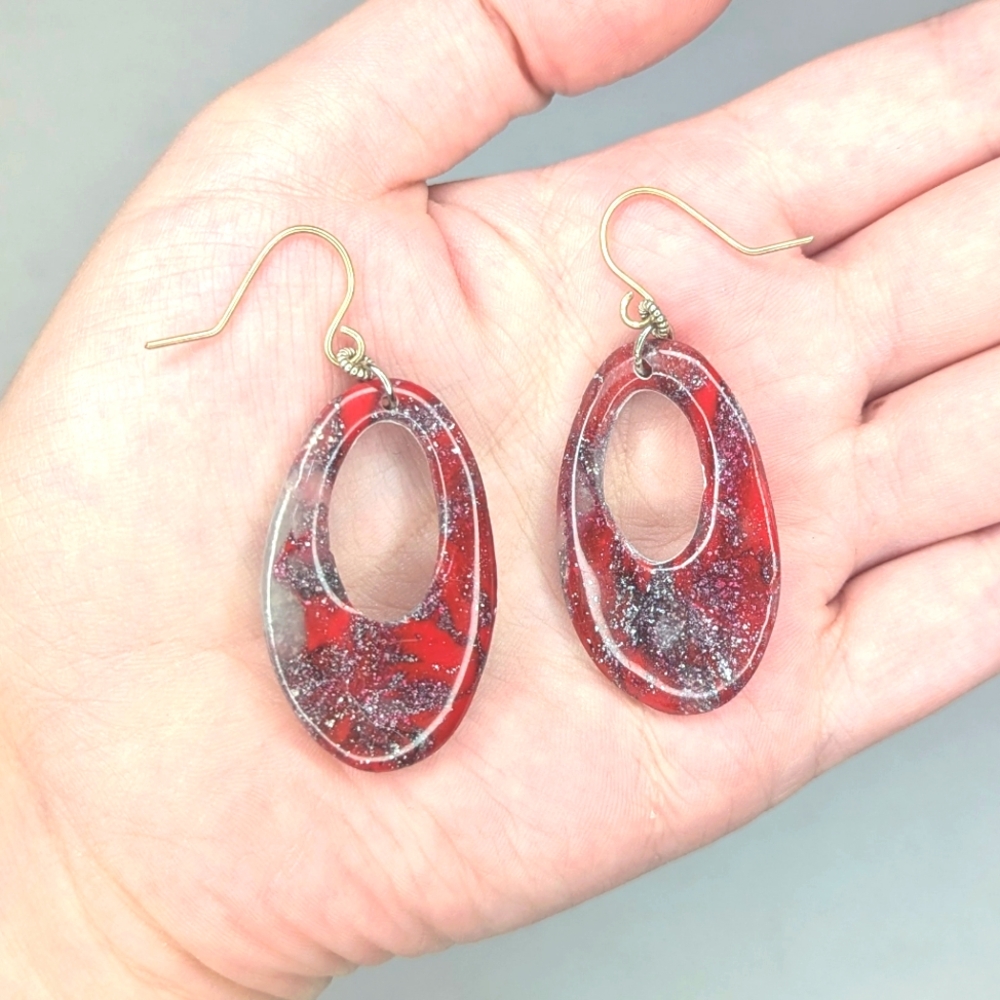 Red And Black Glitter Earrings